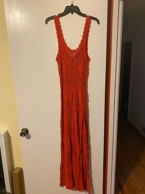 NWOT Marjorelle Red Crochet Maxi Dress/ Swimsuit Coverup